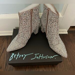 NWT and box, Betsey Johnson Cady Rhinestone Bootie Size 10.
